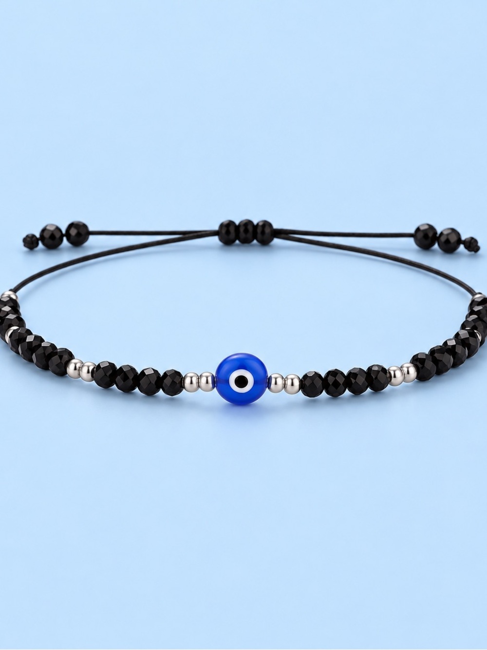 Evil Eye Beaded Bracelet - Blue and Black